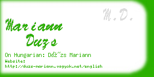 mariann duzs business card